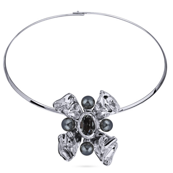 Кулон Грациоза (кристаллы SW темно-серые, Майорка; покрытие родий)