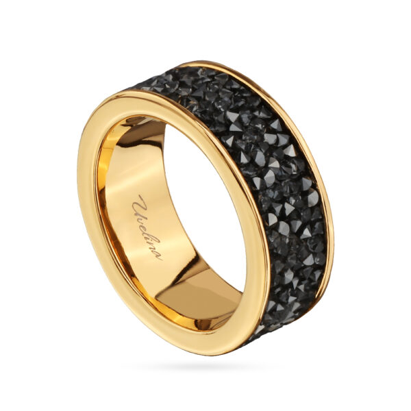 Кольцо Галактика (кристаллы SW темно-серые; покрытие золото)