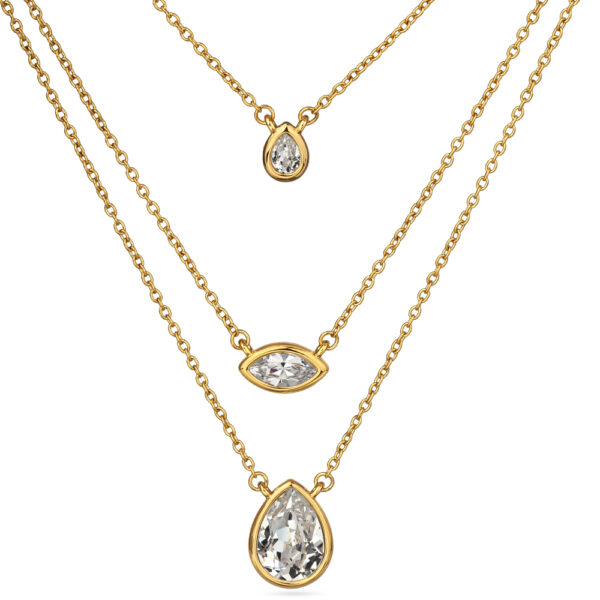 Колье Эйва (кристаллы SW белые; покрытие золото) 47см