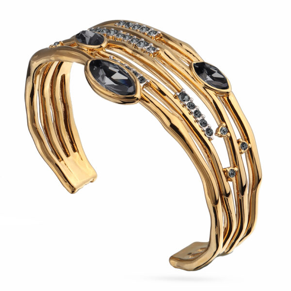 Браслет Эйва (кристаллы SW темно-серые; покрытие золото)