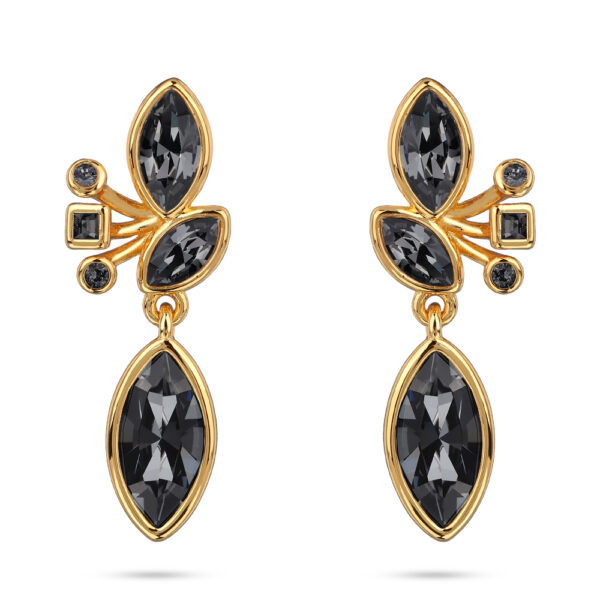 Серьги Эйва (кристаллы SW темно-серые; покрытие золото)
