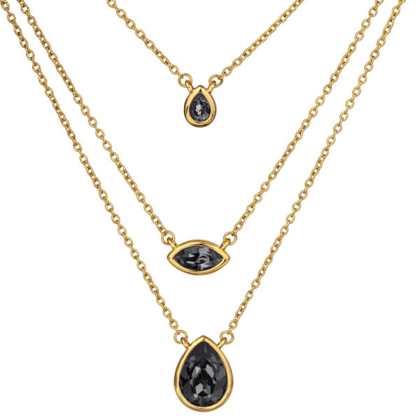 Колье Эйва (кристаллы SW темно-серые; покрытие золото) 47см