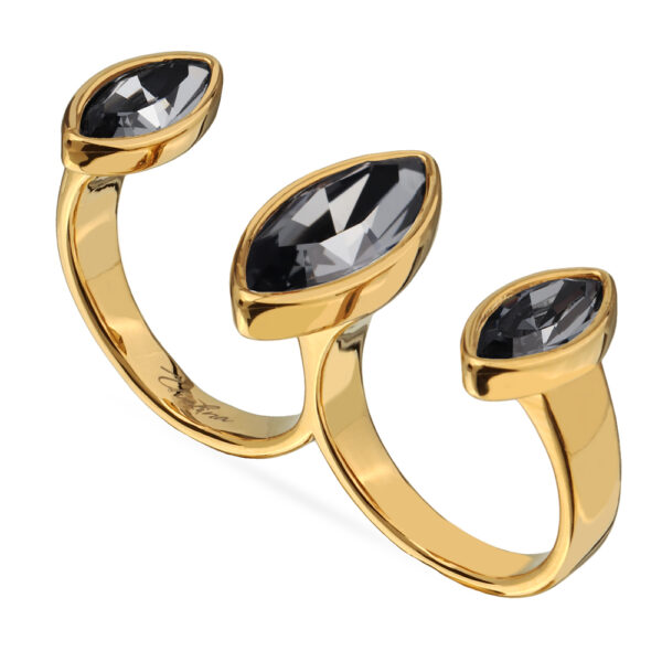 Кольцо Эйва (кристаллы SW темно-серые; покрытие золото)