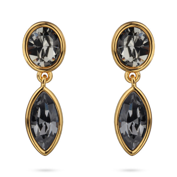 Серьги Эйва (кристаллы SW серые, темно-серые; покрытие золото)