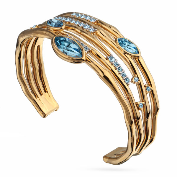 Браслет Эйва (кристаллы SW аквамарин; покрытие золото)