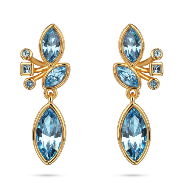 Серьги Эйва (кристаллы SW аквамарин; покрытие золото)