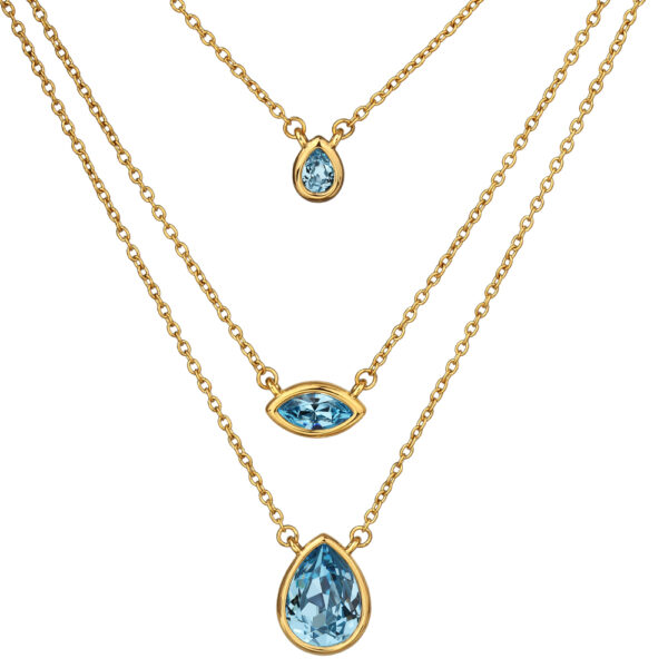 Колье Эйва (кристаллы SW аквамарин; покрытие золото) 47см