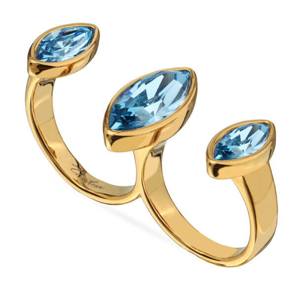 Кольцо Эйва (кристаллы SW аквамарин; покрытие золото)