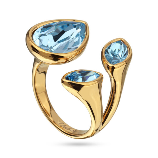 Кольцо Эйва (кристаллы SW аквамарин; покрытие золото)