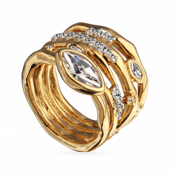 Кольцо Эйва (кристаллы SW белые; покрытие золото, родий)