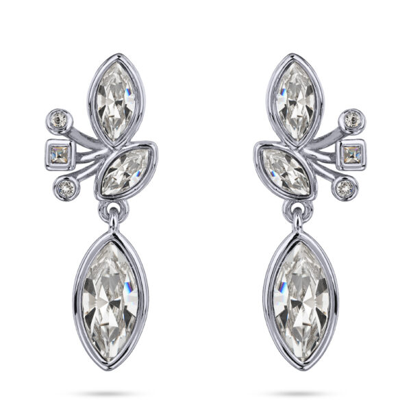 Серьги Эйва (кристаллы SW белые; покрытие родий)