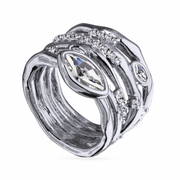 Кольцо Эйва (кристаллы SW белые; покрытие родий)