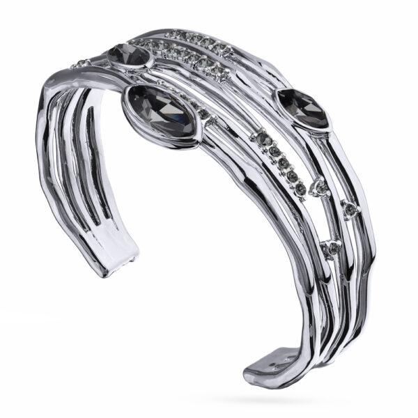 Браслет Эйва (кристаллы SW темно-серые; покрытие родий)