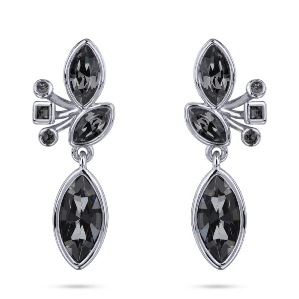 Серьги Эйва (кристаллы SW темно-серые; покрытие родий)