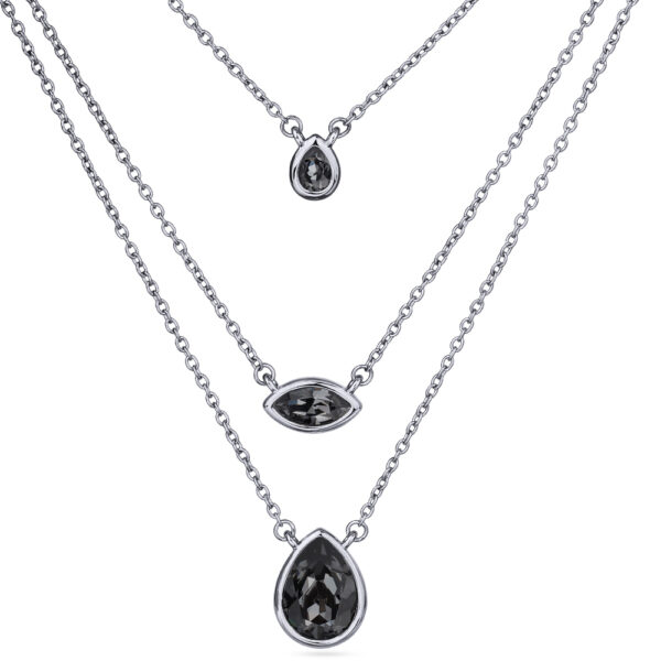 Колье Эйва (кристаллы SW темно-серые; покрытие родий) 47см