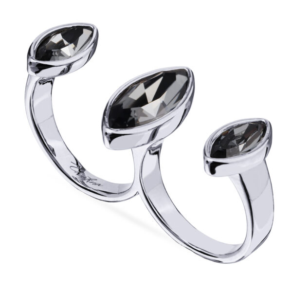 Кольцо Эйва (кристаллы SW темно-серые; покрытие родий)