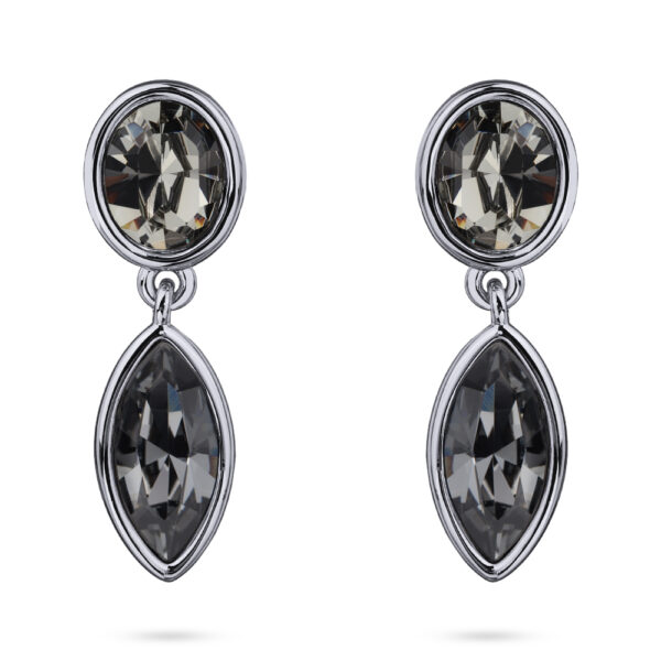 Серьги Эйва (кристаллы SW серые, темно-серые; покрытие родий)