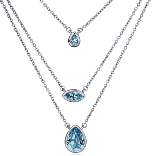 Колье Эйва (кристаллы SW аквамарин; покрытие родий) 47см