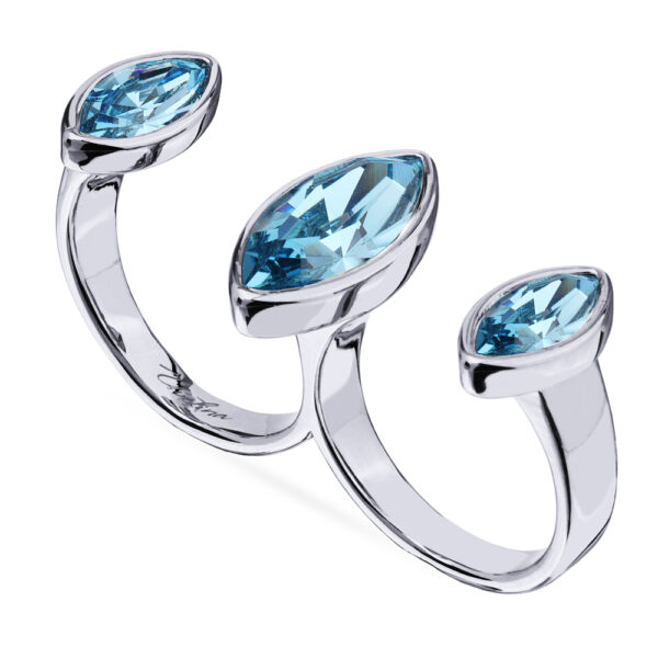 Кольцо Эйва (кристаллы SW аквамарин; покрытие родий)