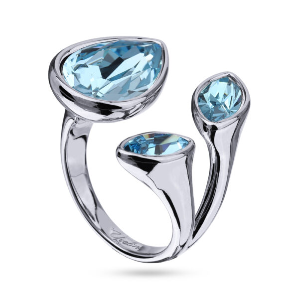 Кольцо Эйва (кристаллы SW аквамарин; покрытие родий)