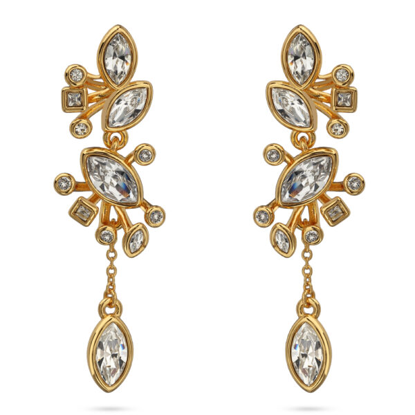 Серьги Эйва (кристаллы SW белые; покрытие золото)