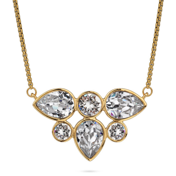 Колье Эйва (кристаллы SW белые; покрытие золото 70см)