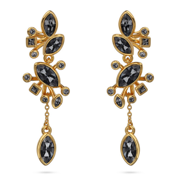 Серьги Эйва (кристаллы SW темно-серые; покрытие золото)