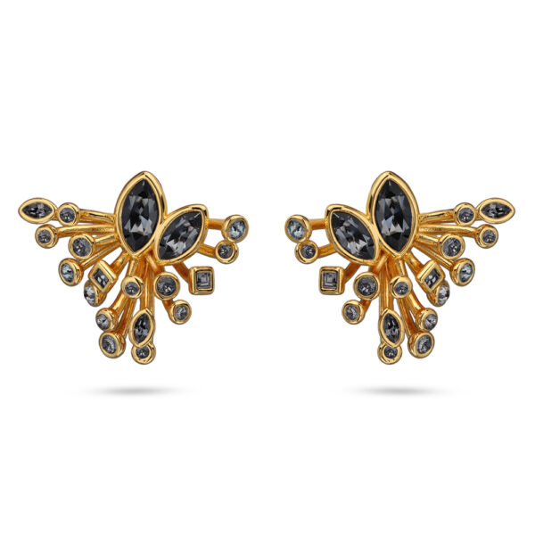 Серьги Эйва (кристаллы SW темно-серые; покрытие золото)