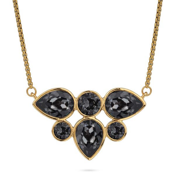 Колье Эйва (кристаллы SW темно-серые; покрытие золото) 70см