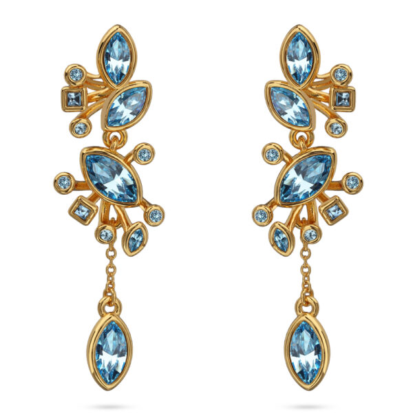 Серьги Эйва (кристаллы SW аквамарин; покрытие золото)