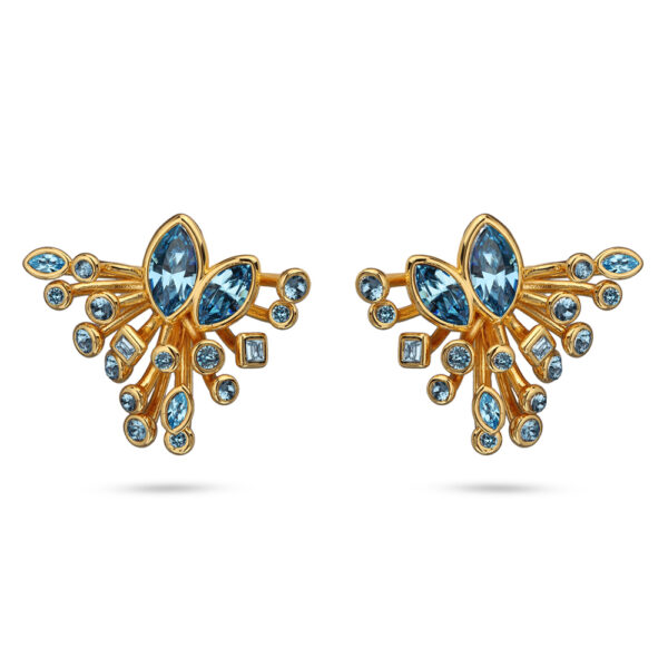 Серьги Эйва (кристаллы SW аквамарин; покрытие золото)