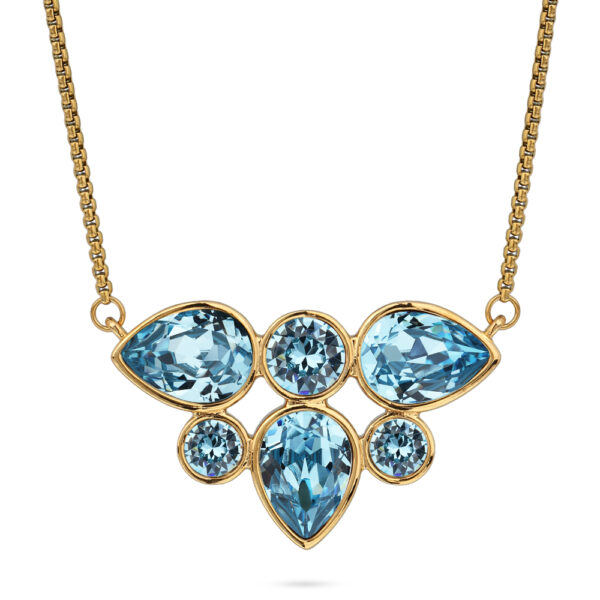 Колье Эйва (кристаллы SW аквамарин; покрытие золото) 70см