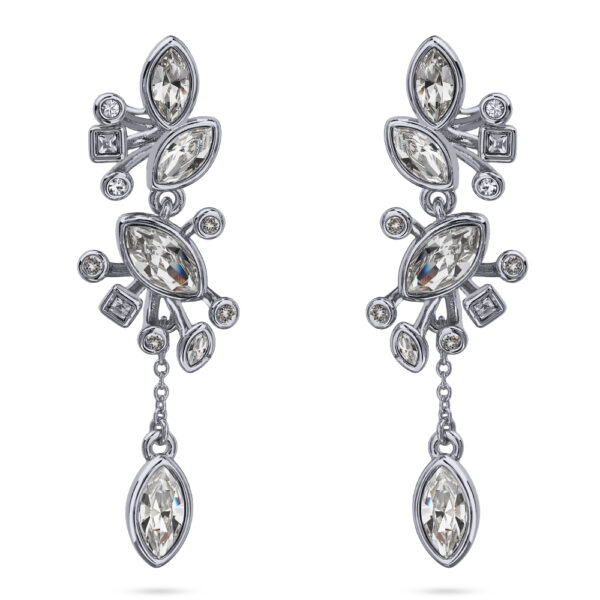 Серьги Эйва (кристаллы SW белые; покрытие родий)