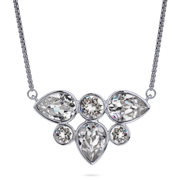 Колье Эйва (кристаллы SW белые; покрытие родий) 70см