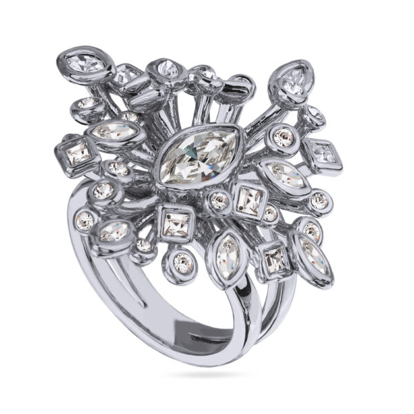 Кольцо Эйва (кристаллы SW белые; покрытие родий)