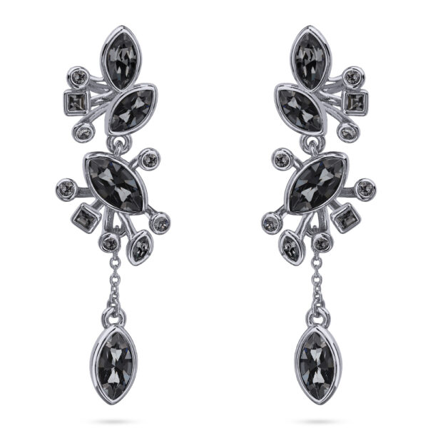 Серьги Эйва (кристаллы SW темно-серые; покрытие родий)