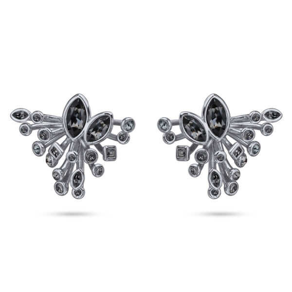 Серьги Эйва (кристаллы SW темно-серые; покрытие родий)