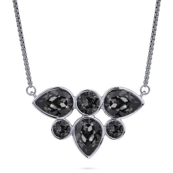 Колье Эйва (кристаллы SW темно-серые; покрытие родий) 70см