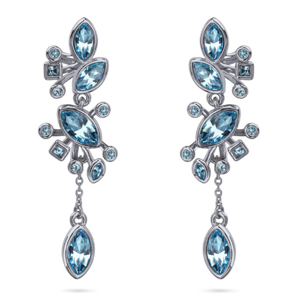 Серьги Эйва (кристаллы SW аквамарин; покрытие родий)