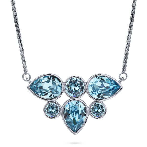 Колье Эйва (кристаллы SW аквамарин; покрытие родий) 70см