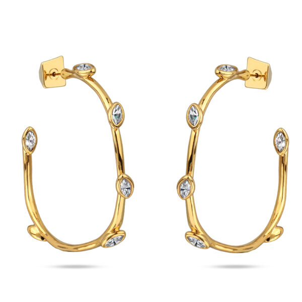 Серьги Эйва (кристаллы SW белые; покрытие золото)