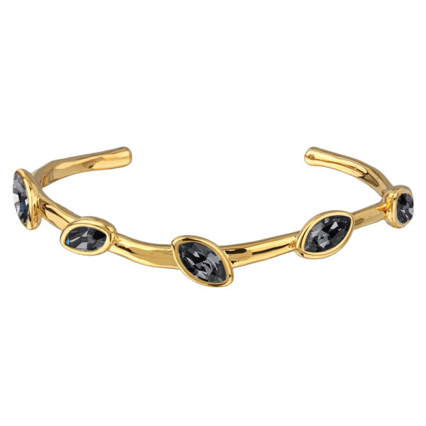 Браслет Эйва (кристаллы SW темно-серые; покрытие золото)