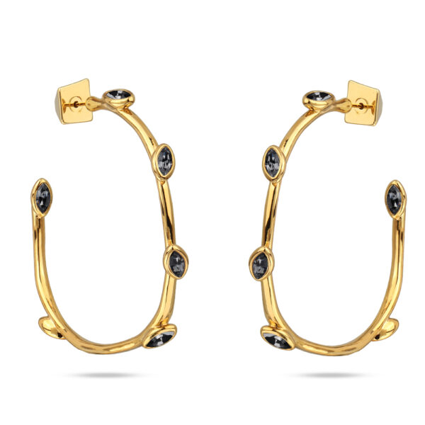 Серьги Эйва (кристаллы SW темно-серые; покрытие золото)