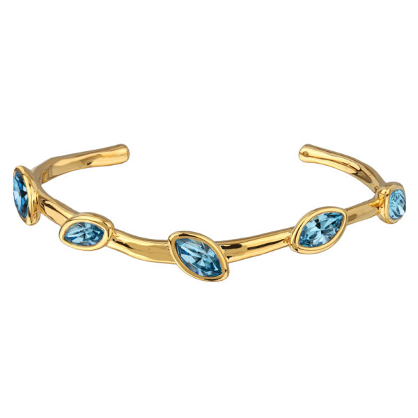 Браслет Эйва (кристаллы SW аквамарин; покрытие золото)