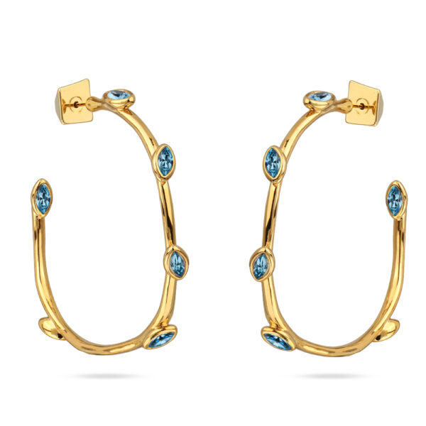 Серьги Эйва (кристаллы SW аквамарин; покрытие золото)