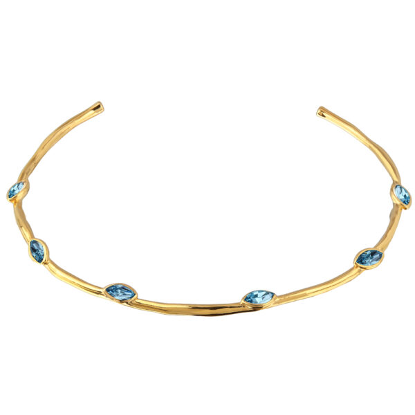 Колье Эйва (кристаллы SW аквамарин; покрытие золото)