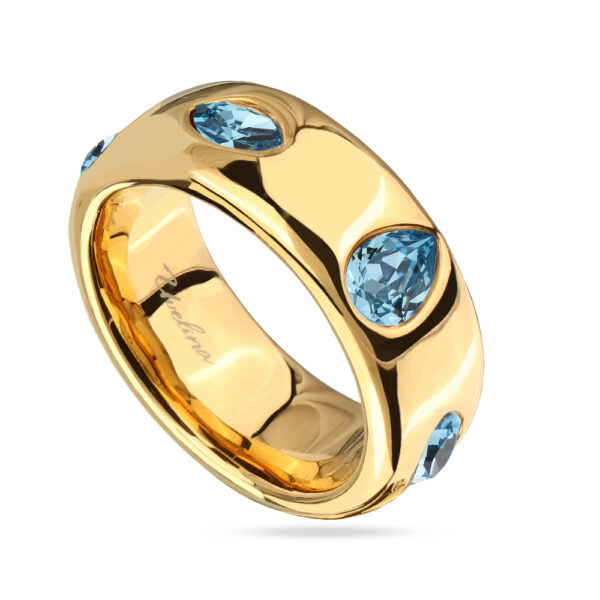 Кольцо Эйва (кристаллы SW аквамарин; покрытие золото)