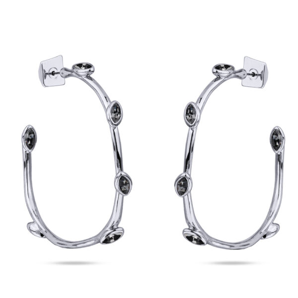 Серьги Эйва (кристаллы SW темно-серые; покрытие родий)