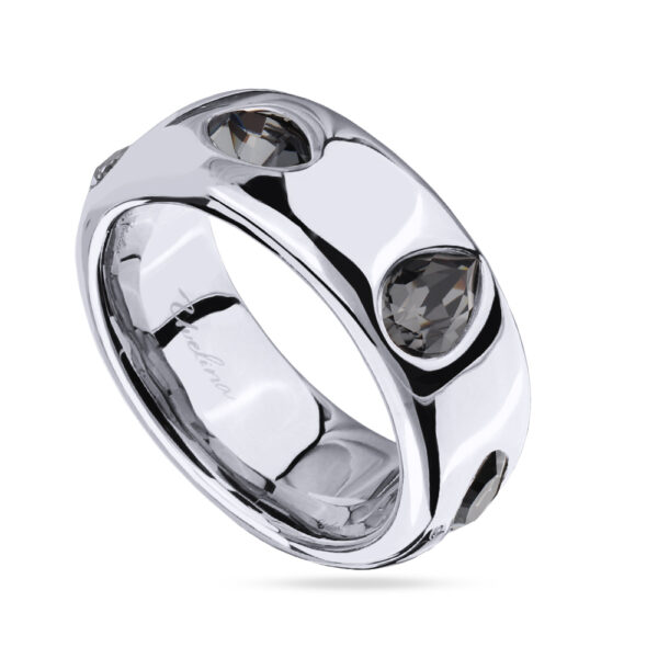 Кольцо Эйва (кристаллы SW темно-серые; покрытие родий)