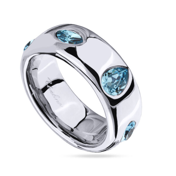 Кольцо Эйва (кристаллы SW аквамарин; покрытие родий)